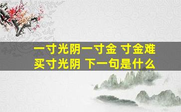 一寸光阴一寸金 寸金难买寸光阴 下一句是什么